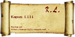 Kapus Lili névjegykártya