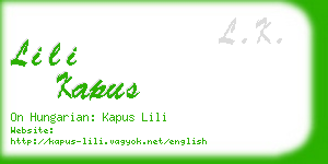 lili kapus business card